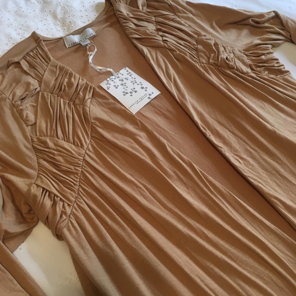 Carolyn Taylor Sweaters - New Carolyn Taylor Knit Drape Cardigan Tan Sand XL